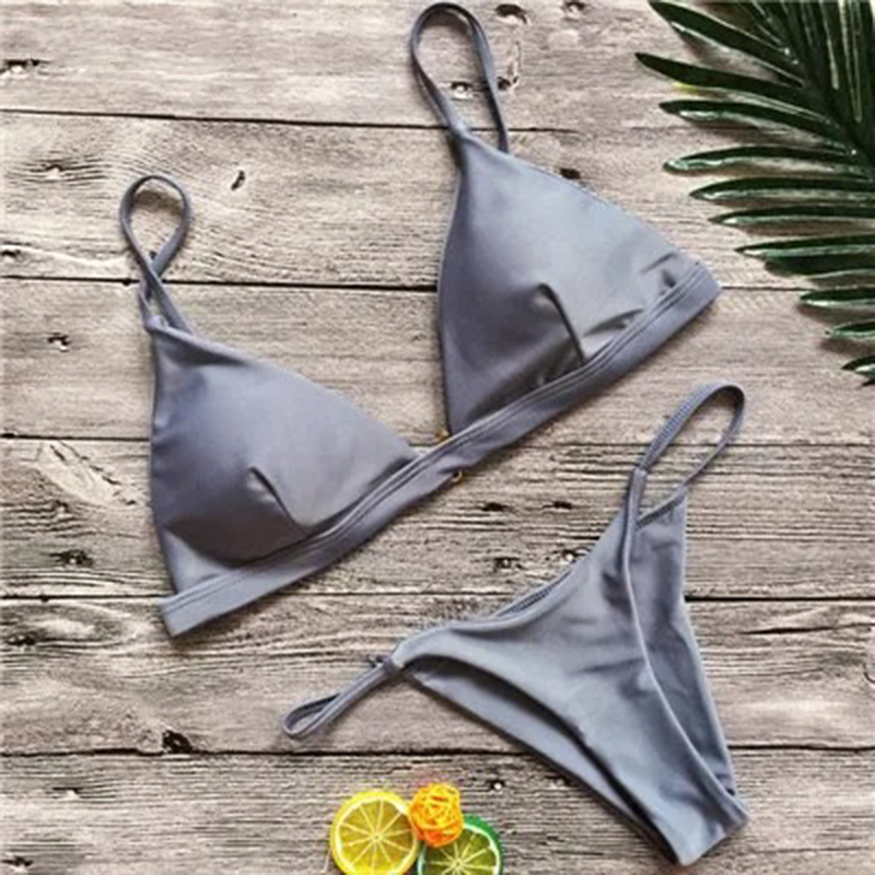 ファッション固体ビキニセット水着女性スプリット三角形マイクロビキニブラジル水着 2026 新しいビーチ二枚水着