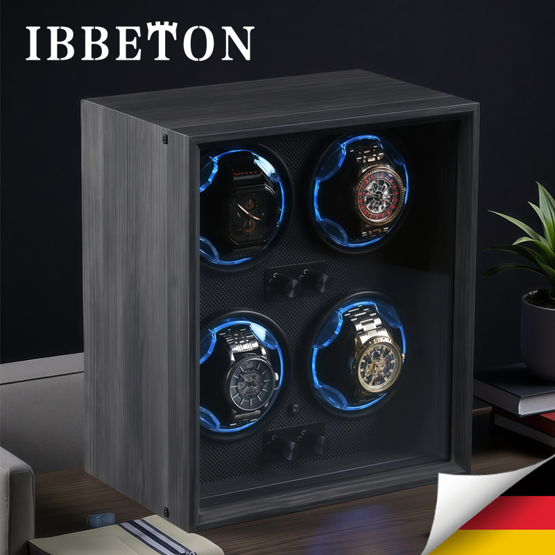 IBBETON 機械式時計巻き上げ装置、ブラックテクスチャー、ジュエリーディスプレイボックス、収納ボックス、時計アクセサリーディスプレイボックス