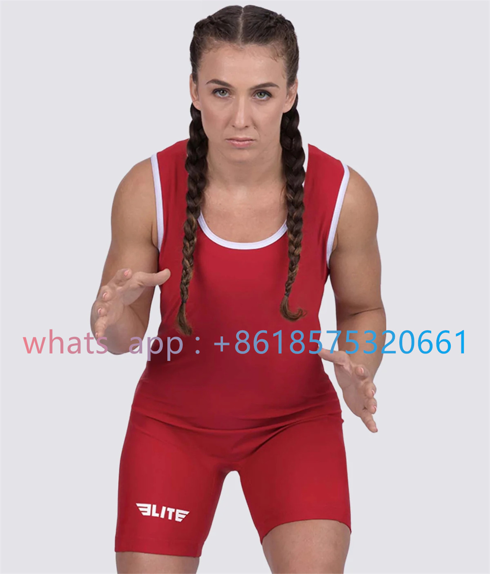 レスリングスーツプロチームトレーニング競技フリースタイルレスリングジムジャンプスーツ高弾性女性のノースリーブ衣装