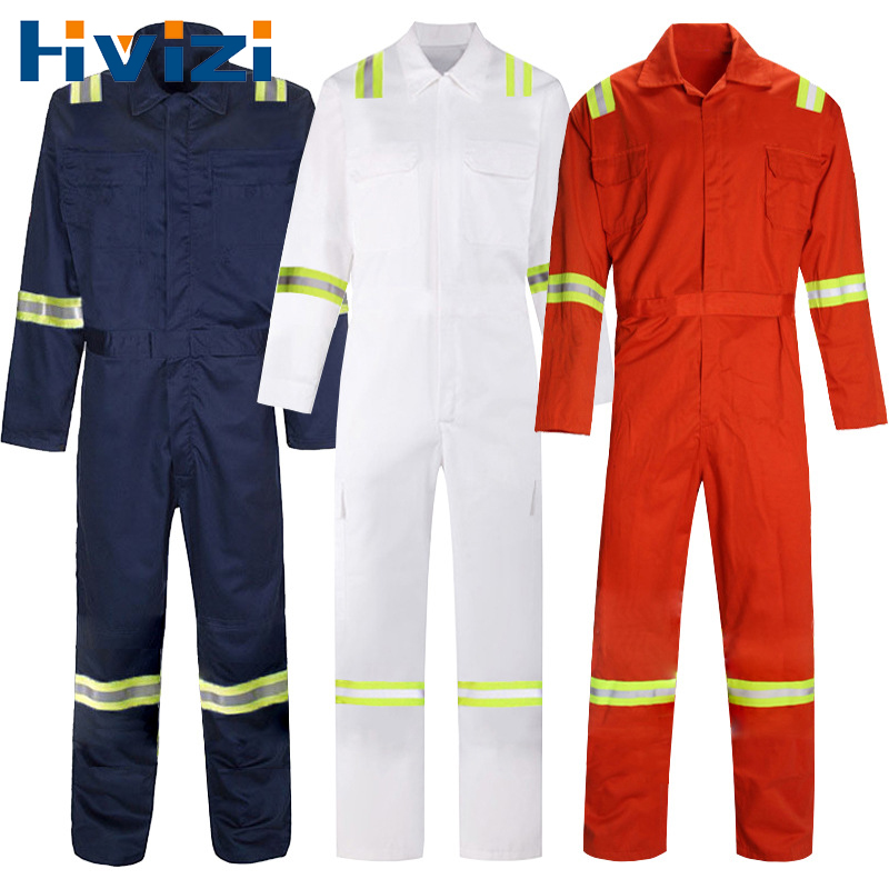 作業服男性用綿 100% 耐摩耗性反射電気技師作業つなぎ服鉱山労働者の制服