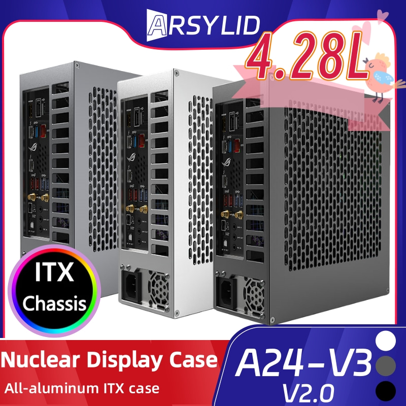 LZmod 4L ミニ A24-V3 2.0 コアディスプレイ 1U 電源 ITX シャーシ全アルミニウム合金 A4 コンピュータケース