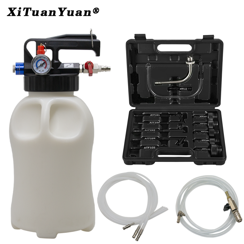 6L/10L 空気圧トランスミッションオイルリフィル充填ツール流体ディスペンサー詰め替えポンプツールキット 13 個 ATF アダプタセット付き