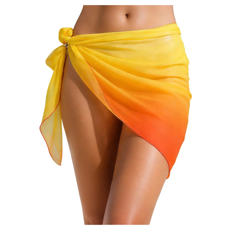 2026 Summer Women Short Sarong Swimsuit Coverups Beach Bikini Wrap Skirt Chiffon Beachwear Loose Casual Vacation Bikini Cover Up