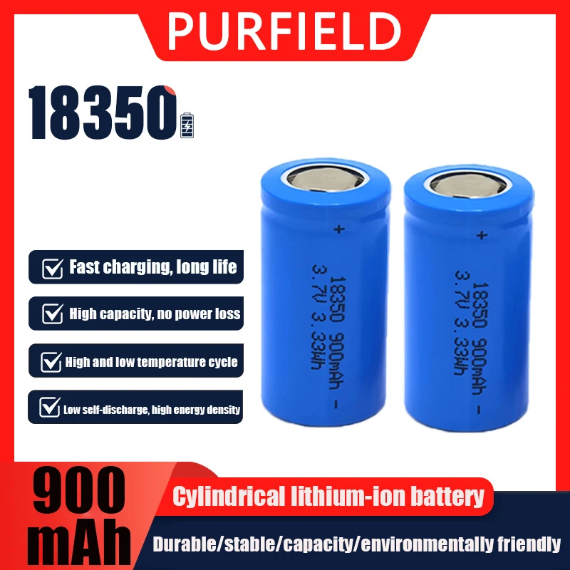 18350 充電式バッテリー 3.7V 900mah フラットトップリチウム大容量バッテリー LED 懐中電灯トーチヘッドランプミニファンなど用