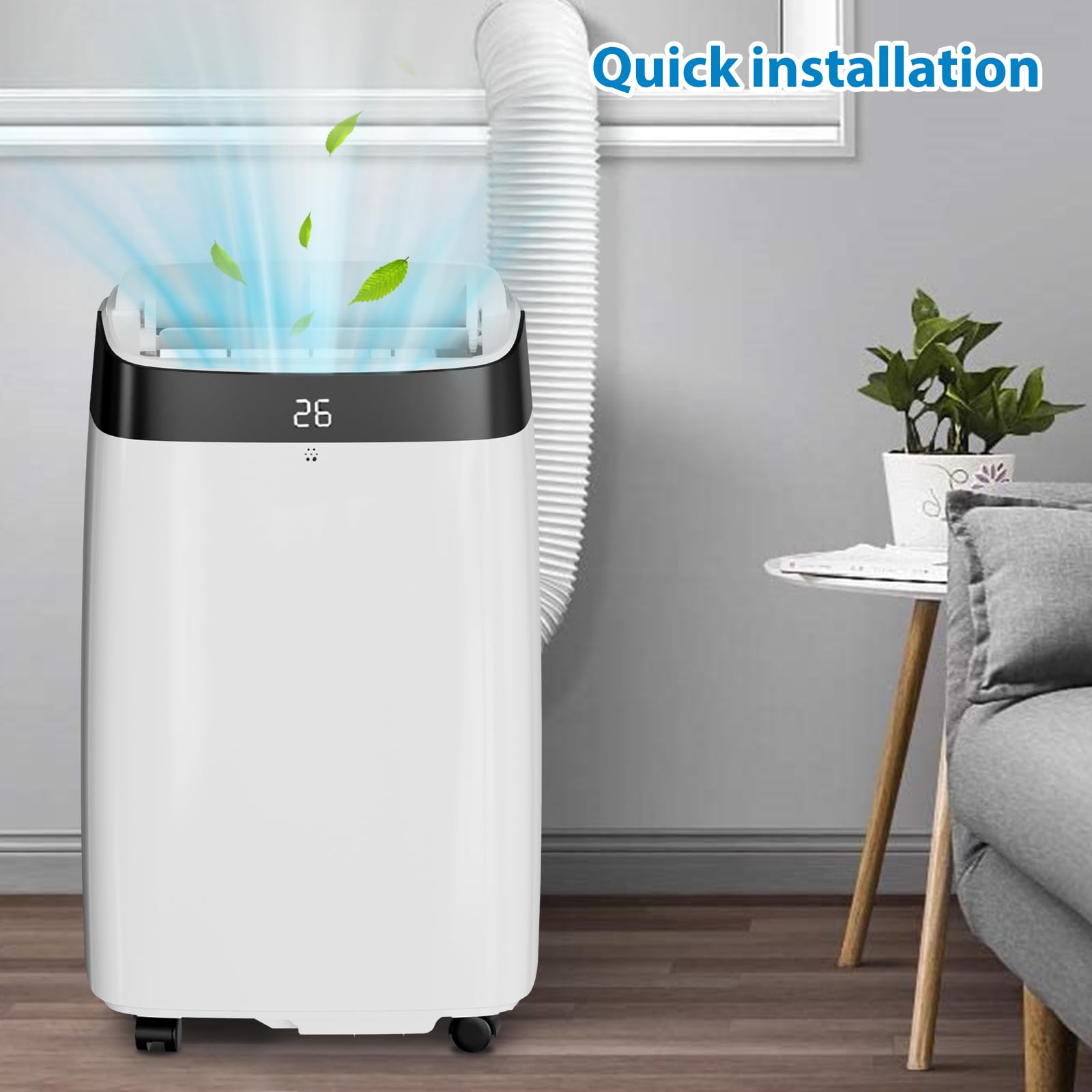 ポータブルエアコン、10000BTU 3-in-1 ACユニット、冷却、除湿機能付き