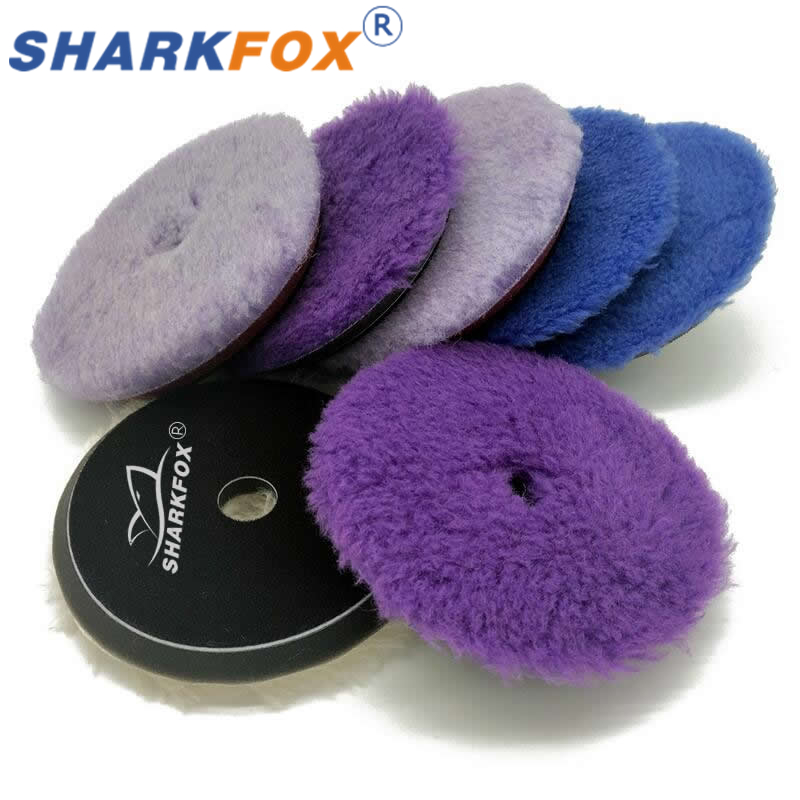 Sharkfox 5 インチ (125 ミリメートル)/6 インチ (150 ミリメートル) 高密度ラムウール研磨パッド RO/DA ポリッシャー重切削日本ウールパッド車バフ
