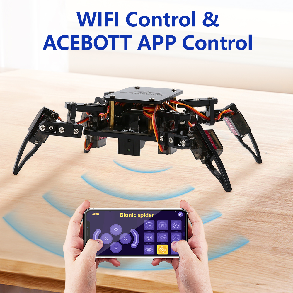ACEBOTT ESP8266 バイオニック四足スパイダー ロボット キット アプリ リモート コントロール ウォーキング クロール STEM ロボティクス プロジェクト Arduino ESP32 用