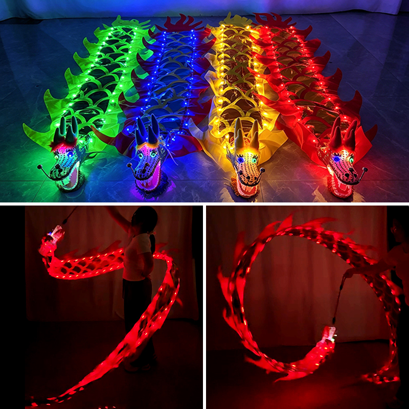 2/3/5 メートル発光ドラゴン POI 中国屋外フィットネスおかしい小道具新年伝統的なドラゴンダンスパフォーマンス Poi LED グローリボン