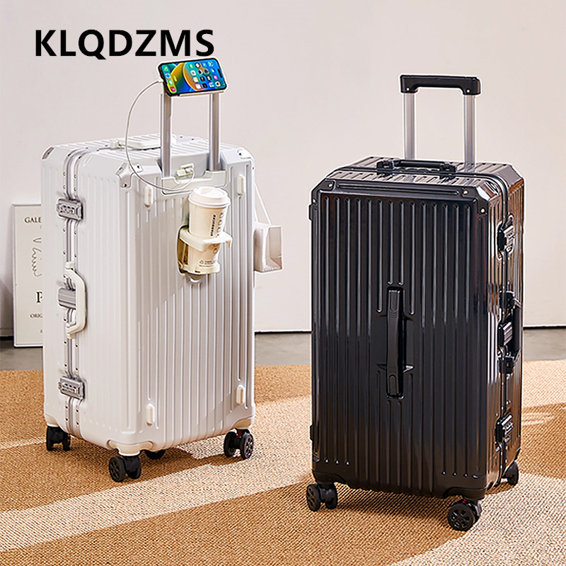 KLQDZMS ローリング荷物アルミフレーム搭乗ケース 20 "22" 24 "26" 28 インチ大容量トロリーケース ABS PC キャビンスーツケース