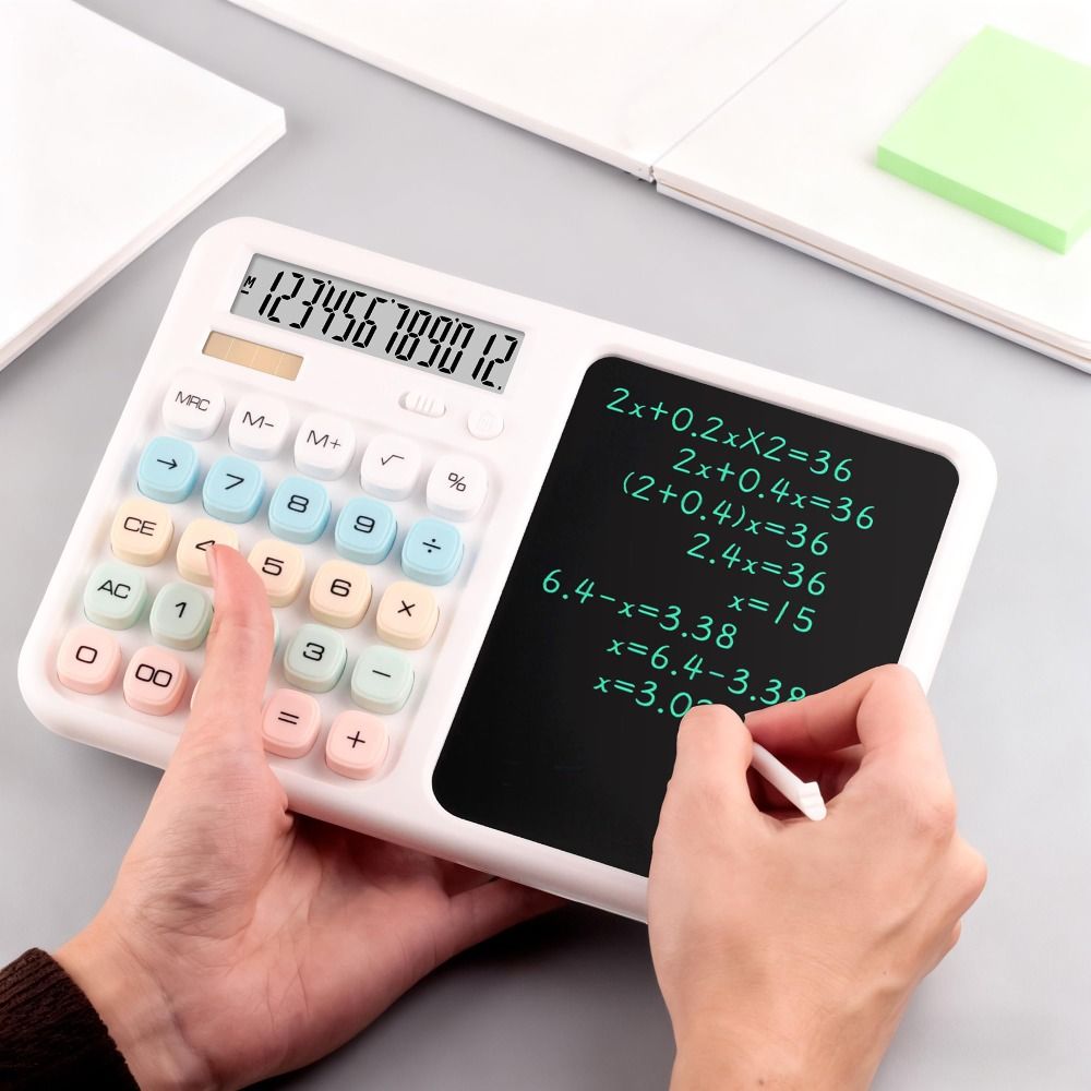 12 桁ディスプレイ書き込みタブレット電卓大きなボタンデザインデュアル電源会計電卓ペンスロット付きスムーズな書き込み