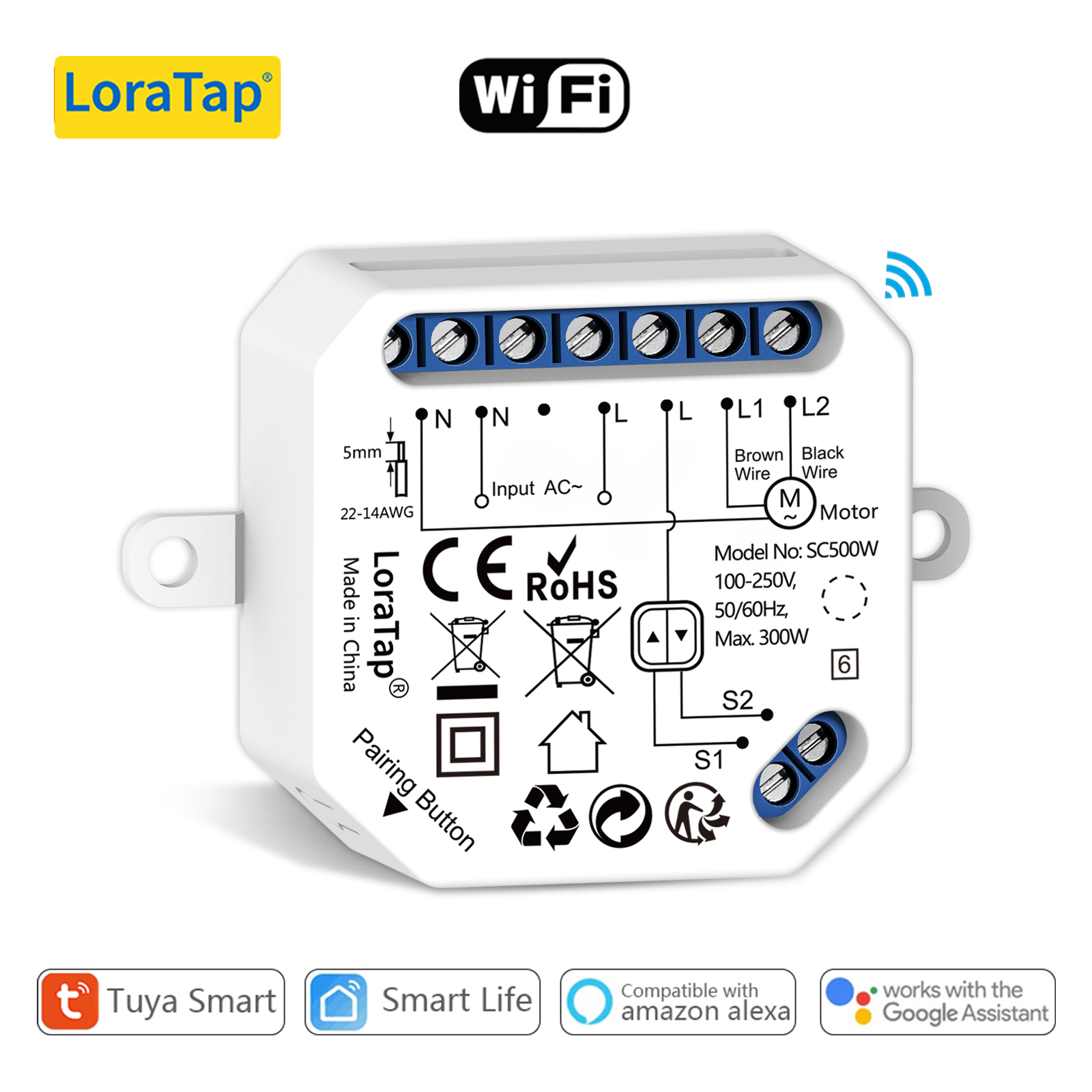 LoraTap Tuya スマート ライフ カーテン ブラインド ローラー シャッター スイッチ リレー モジュール アプリ リモコン Alexa Google アシスタントと連携