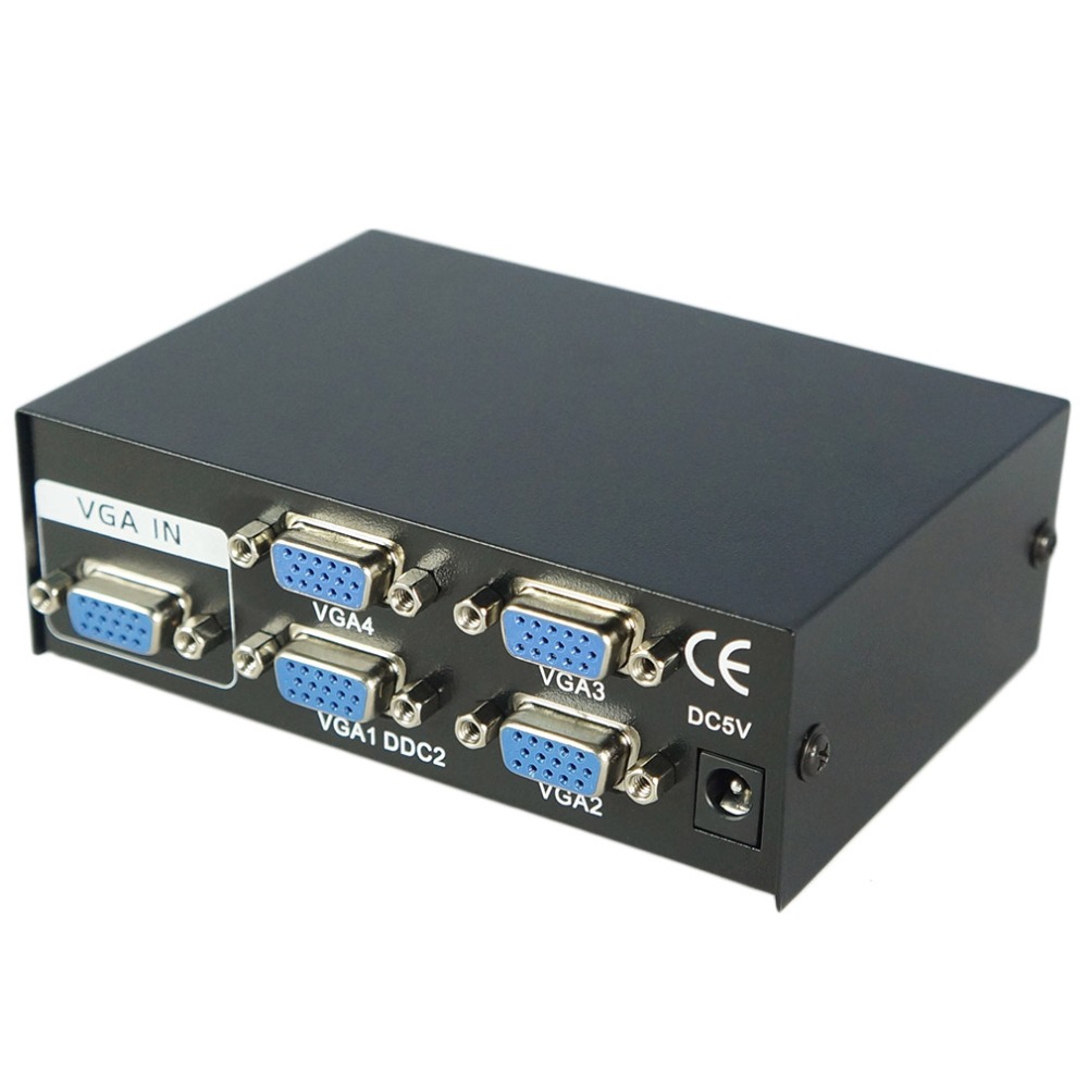 4*1 HD VGA スイッチ信号アンプブースタースプリッター 4 ポート VGA SVGA ビデオスイッチャーワイドスクリーン 1 で 4 出力モニタープロジェクター