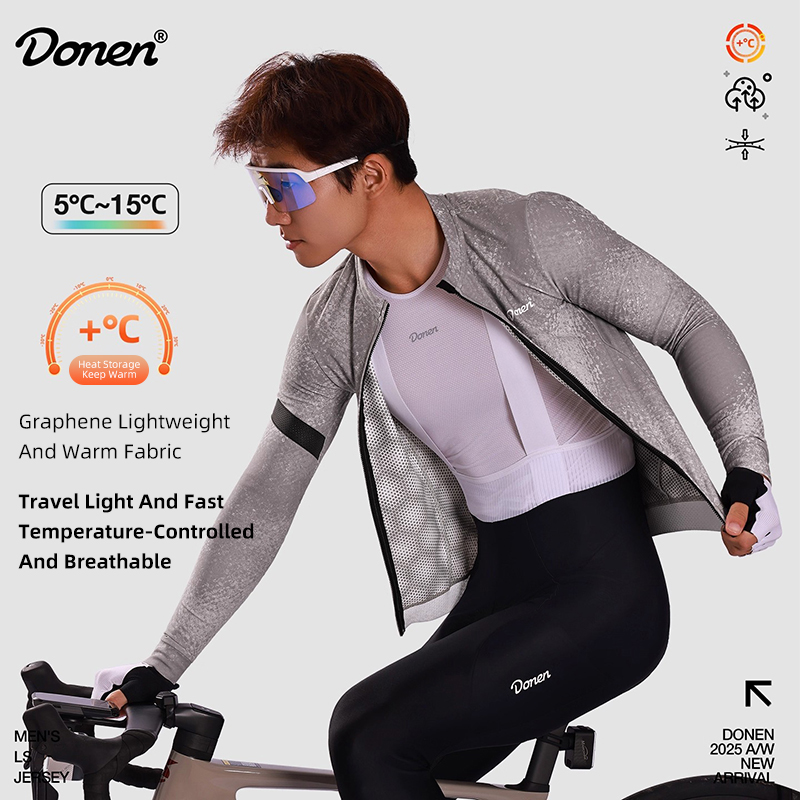 DOENEN プロサイクリングジャージ男性冬グラフェンフリース暖かい速乾性長袖トップ衣類 MTB ロードバイクアパレル
