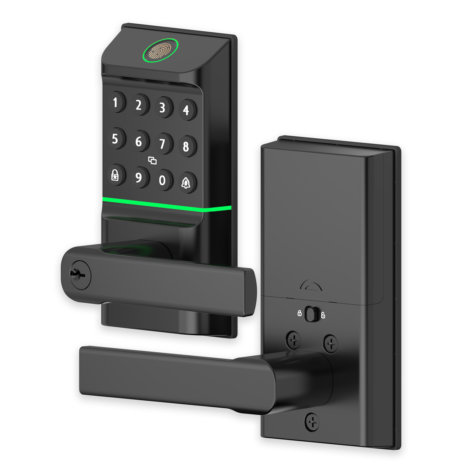 Viladepot スマートロック指紋ドアロック TYPE-C インターフェースアプリ制御パスコードロック解除電子タッチスクリーンキーパッドハンドル