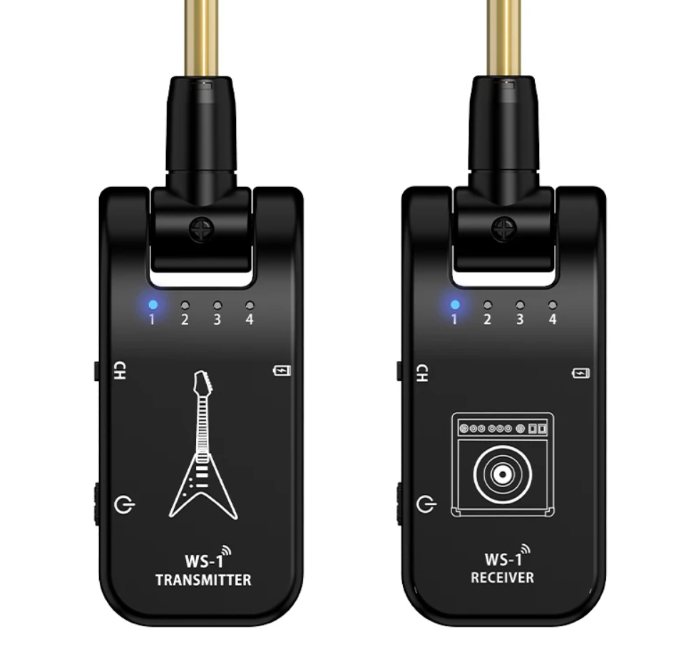 JAMJUM 8 チャンネル ワイヤレス ギター システム (2.4G): 内蔵充電式バッテリー、ギター、ベースに対応