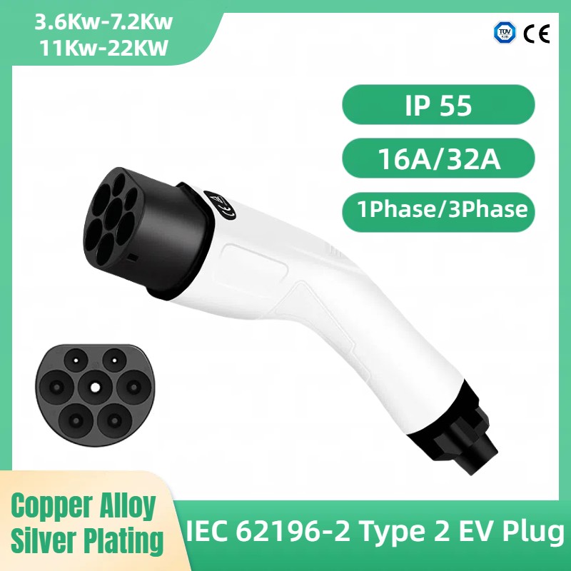 タイプ 2 IEC 62196-2 EV 充電プラグ、16A 32A 交換コネクタ、EU 標準電気自動車充電ステーションオスプラグ