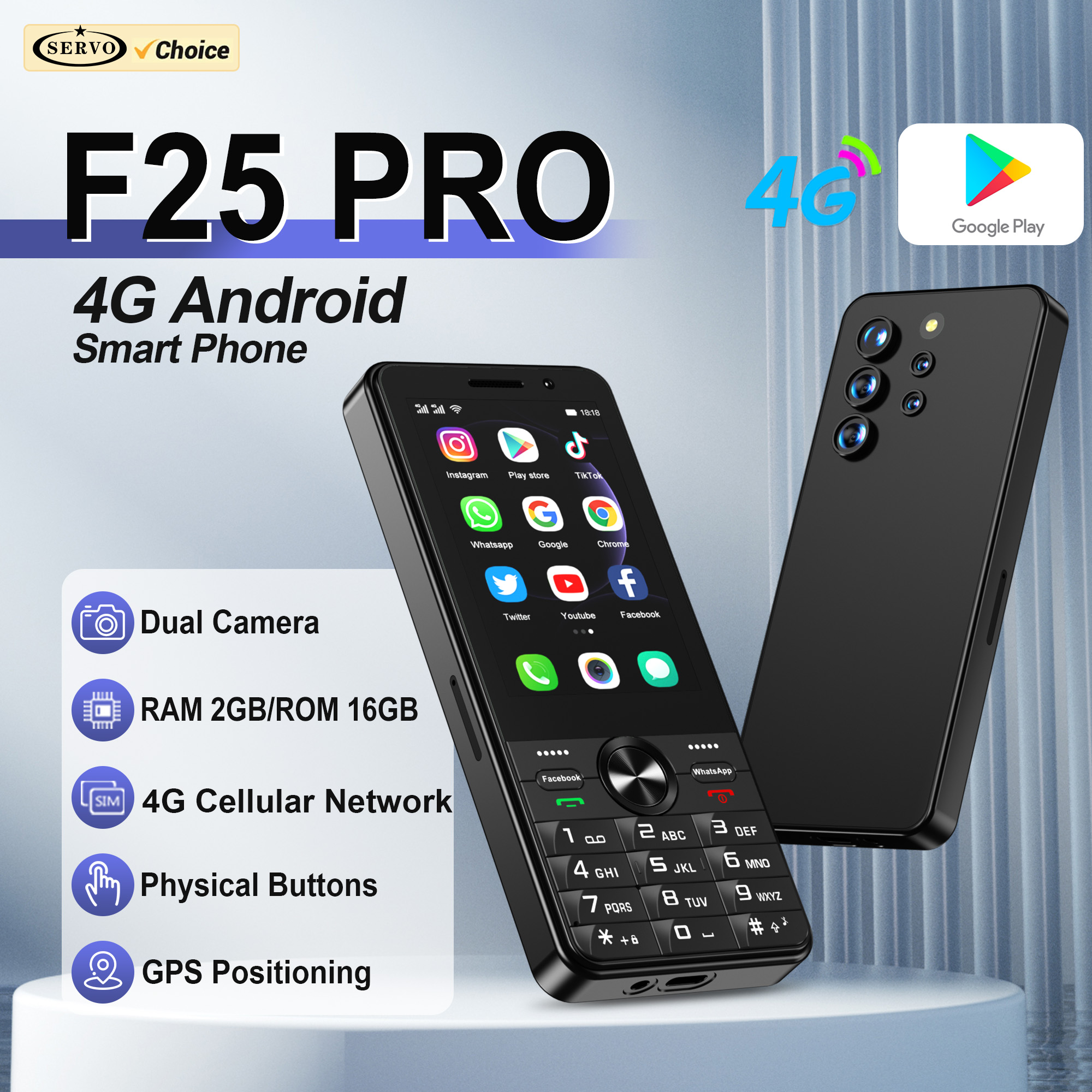 SERVO F25 PRO スマートフォン 4G LTE Wi-Fi ホットスポット Google Play Android システム デュアル SIM スタンバイ 3.5 インチ タッチ スクリーン スマート携帯電話