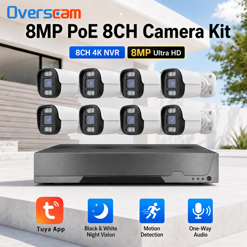 4K 8MP POE セキュリティカメラシステム Tuya アプリ 8CH P2P AI ビデオ監視キット音声記録屋外ホームナイトビジョン CCTV Nvr セット