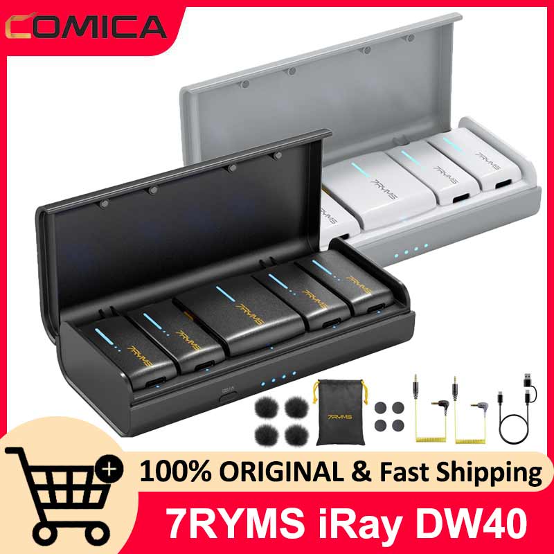 7RYMS iRay DW40 4 チャンネル ラベリア ワイヤレス マイク 4 オーディオ トラック個別出力ノイズ キャンセリング ラペル マイク
