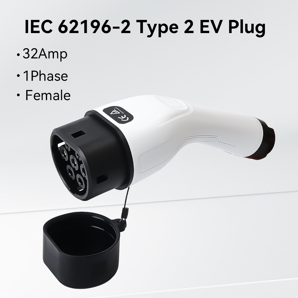 32A タイプ 2 EV 充電器プラグ 1 相 7KW IEC 62196 ソケット電気自動車充電ガンヘッド銅合金銀メッキ IP55