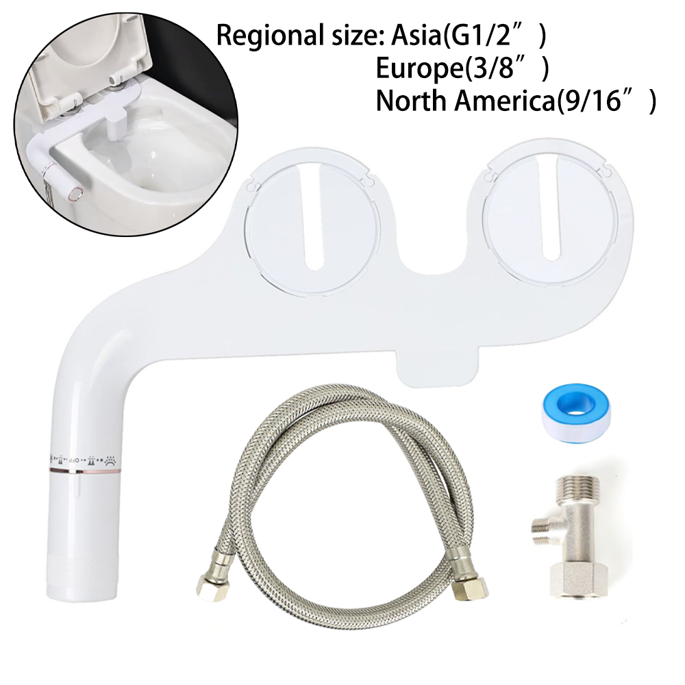 Toilet Bidet Ultra-Slim Bidet Toilet Seat Attachment With Brass Inlet Adjustable Water Pressure Bathroom Hygienic Shower