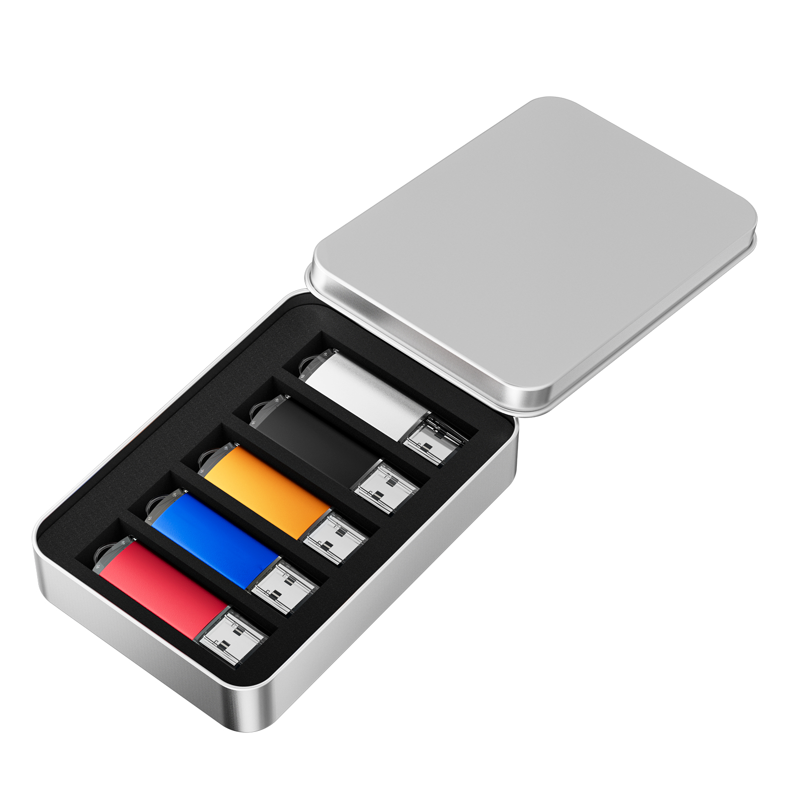 5PCS 10PCS USB Flash Drive 128GB Metal Box Pen Drive 64GB Wholesale Pendrive 32GB USB3.0 Blue Red Purple Black Memory Stick 16GB
