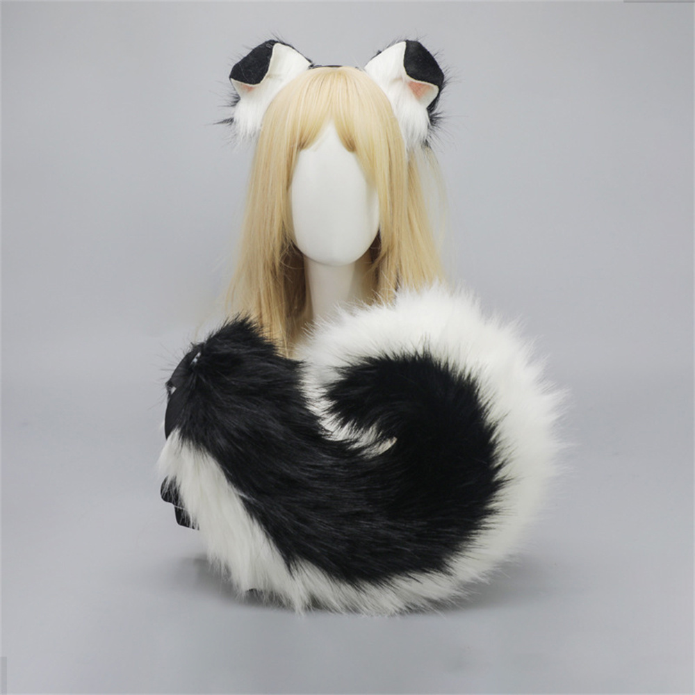 12 スタイル 2 ピース/セット毛皮のようなアニメ犬耳カチューシャ尾漫画コミコンコスプレ衣装アクセサリー豪華な動物の耳の尾