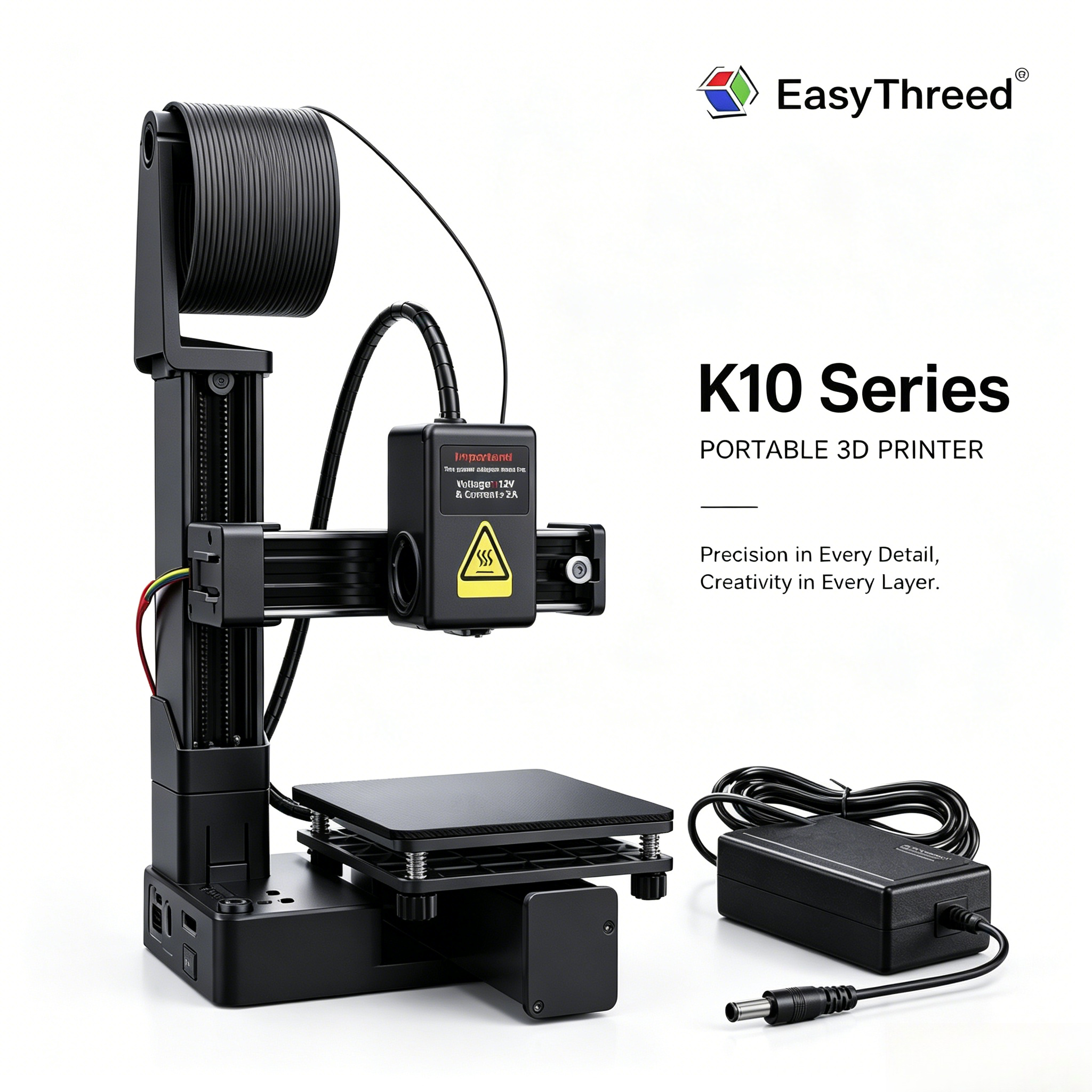EasyThreed エントリーレベル ミニ 3D プリンター ポータブル デスクトップ 3D プリンター 100x100x100mm ビルドプレート付き 低ノイズ 高速組み立て 子供 初心者 家庭教育 DIY 印刷プロジェクト 学生使用