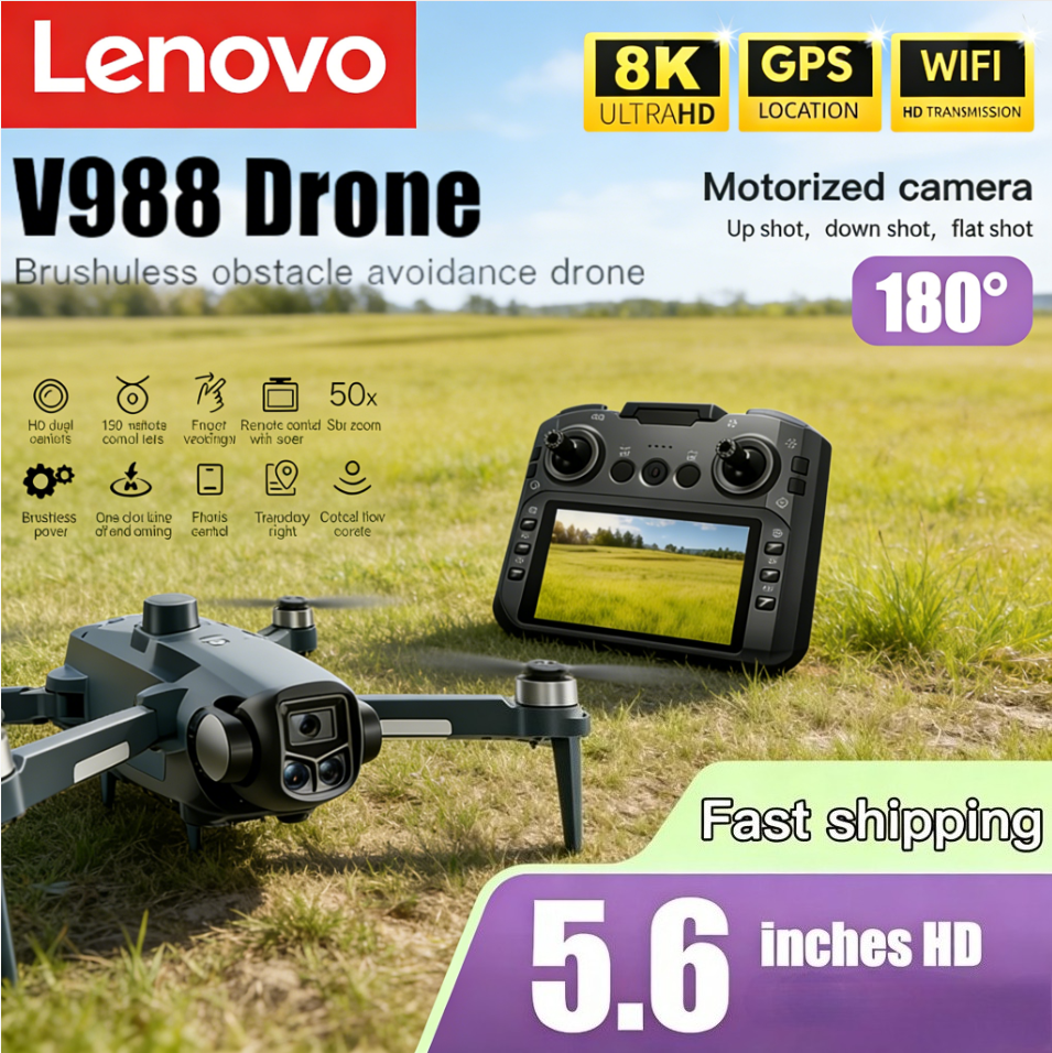 レノボ V988 ドローンプロフェッショナル 8K HD デュアルカメラリモコン 5G WIFI 大画面 FPV 折りたたみ式クアッドコプター RC ドローン
