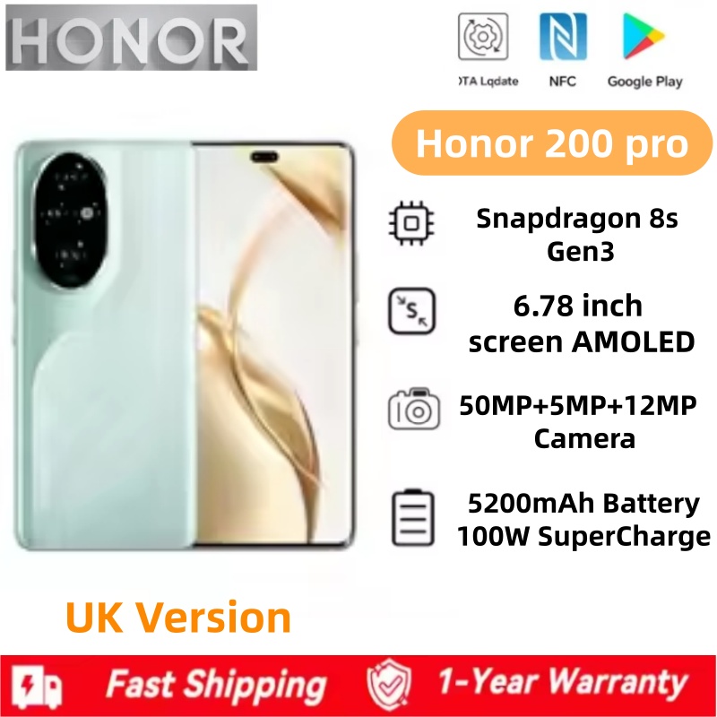 Honor 200 Pro グローバル バージョン Snapdragon 8s Gen 3 5G スマートフォン 6.78 インチ AMOLED スクリーン 5200mAh 100W スーパーチャージ 50MP