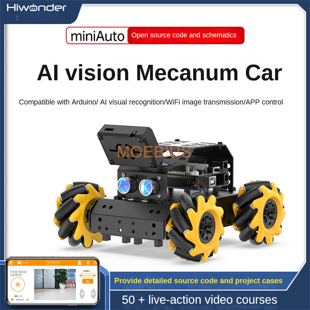 Hiwonder Miniauto Arduino ロボットカー オムニホイール AI 視覚認識追跡 UNO プログラミングロボットおもちゃ