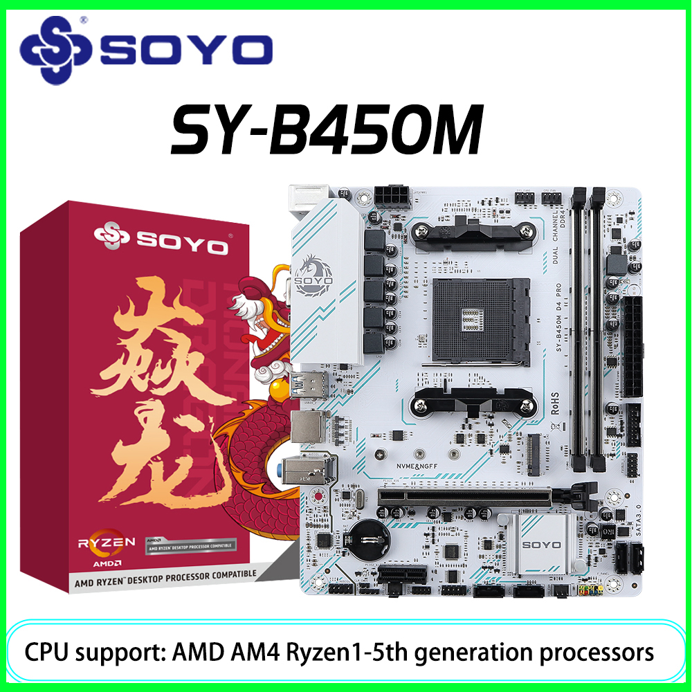 SOYO 新しい AMD B450M マザーボード デュアルチャネル DDR4 メモリ AM4 マザーボード PCI-E 3.0 NVME (Ryzen 1000-5000 5600 5600G CPU をサポート)