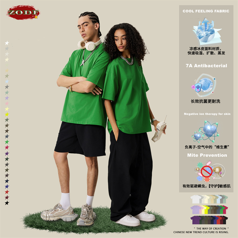 ZODF 新 2025 春夏 235gsm 固体綿 Tシャツ男性女性ユニセックスルーズベーシック Tシャツ Tシャツブランドトップス HY0970