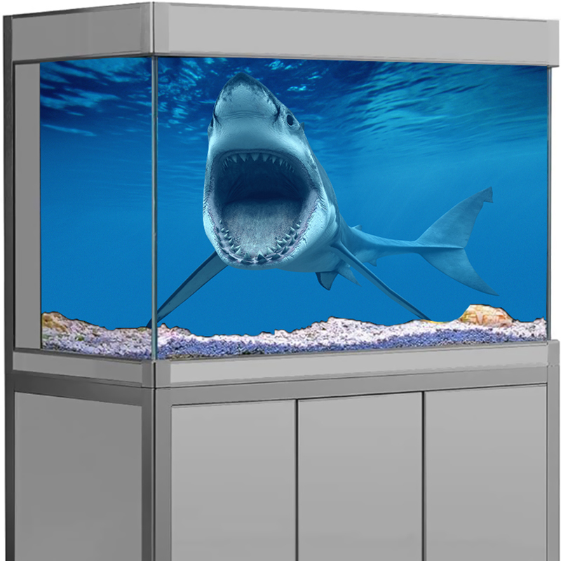 水槽の装飾水族館の背景ステッカーサメ印刷壁紙水槽の背景装飾 PVC 水族館アクセサリー