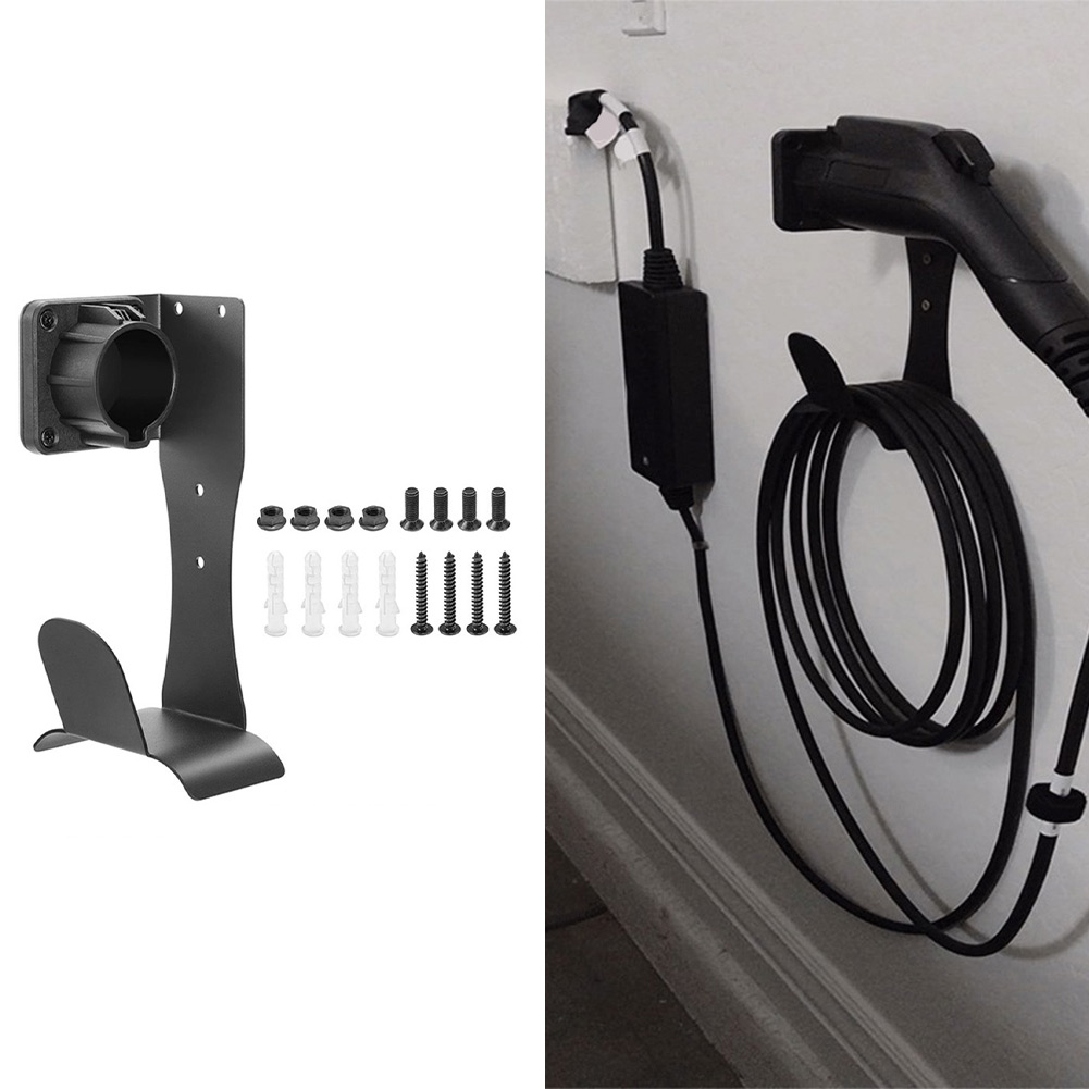 1Pc 壁掛けステンレス鋼 EV 充電器ホルダーブラケット J1772 コネクタとケーブルフック​​電気自動車充電部品