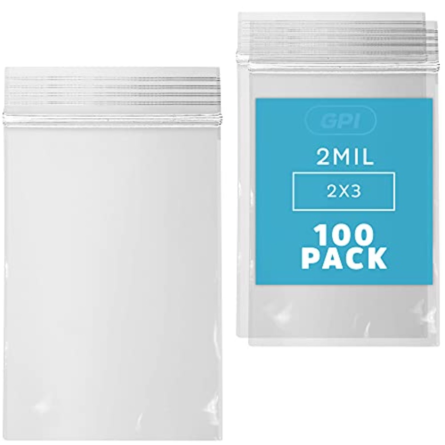 2 x 3 小型ジップバッグ、100 パック、透明プラスチック再閉可能なポリ袋、2 ミル、保管包装用の再密封可能なジップトップロック付き