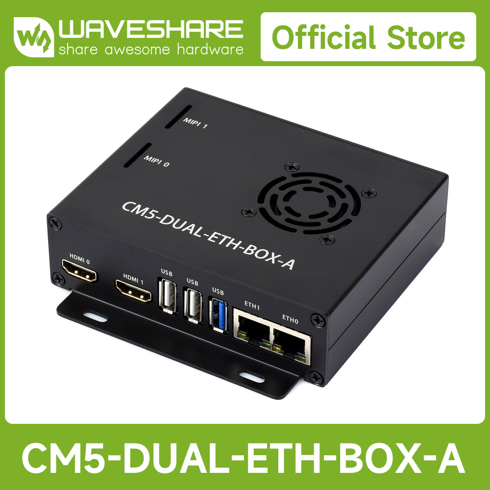 Raspberry Pi CM5 用 Waveshare ギガビット/2.5G デュアル イーサネット ベースボード。デュアル RJ45 イーサネット ポート、デュアル 4K ディスプレイ出力をサポート