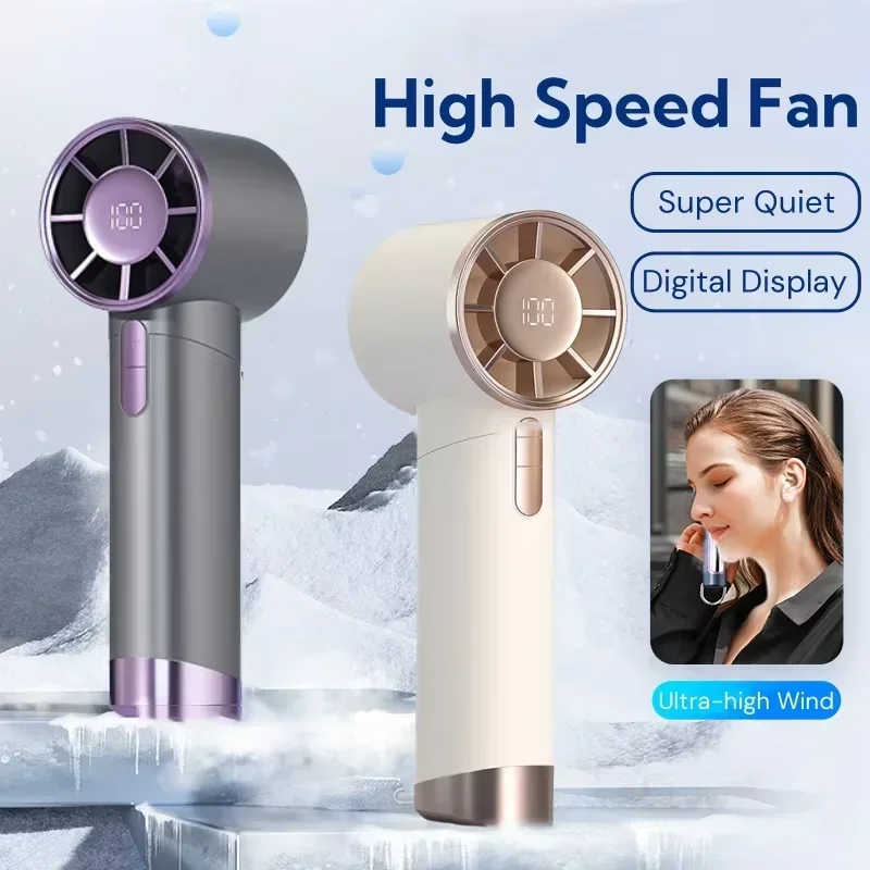 パワーディスプレイ付きミニハンドヘルドファンポータブル空気計算ファンパーソナル高速ファン充電式ミュートハンドヘルドファン