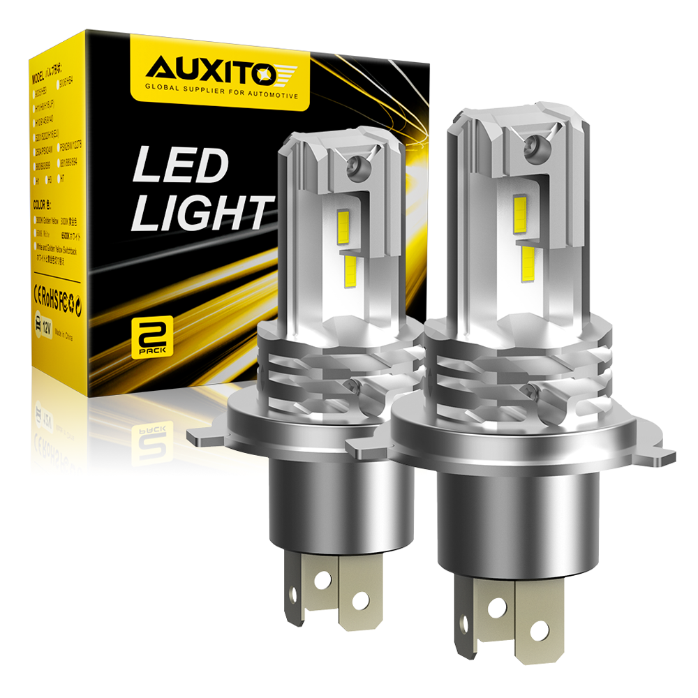 AUXITO H4 ファンレス LED CSP ヘッドライト電球 車用オートバイ 9003 LED Hi/Lo ハイおよびロービームヘッドランプオートヘッドランプ 12V 12000Lm