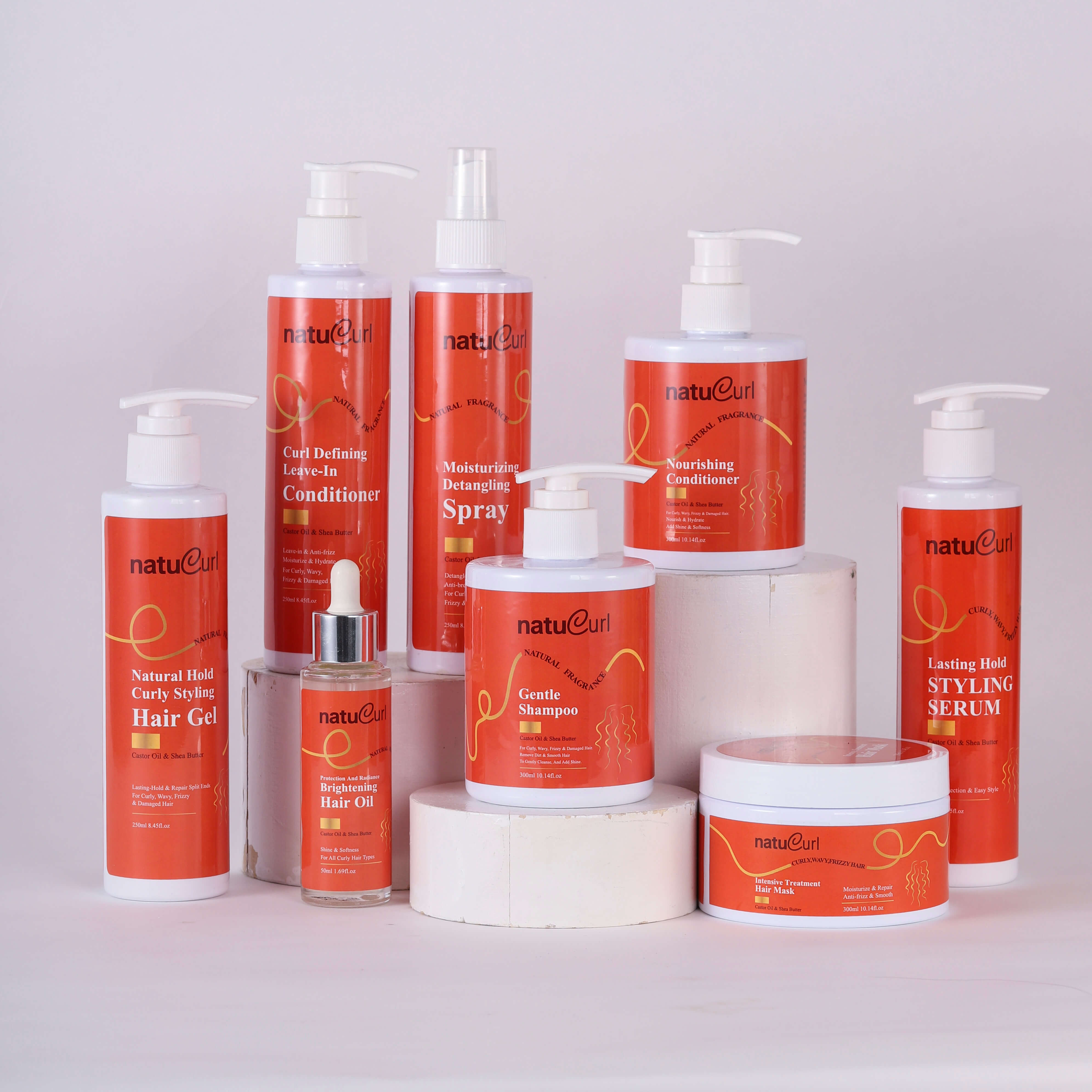 プライベート ラベル オーガニック リーブイン クリーム ヘアケア セット カーリーヘア用 硫酸塩フリー 保湿保湿剤 縮れ防止