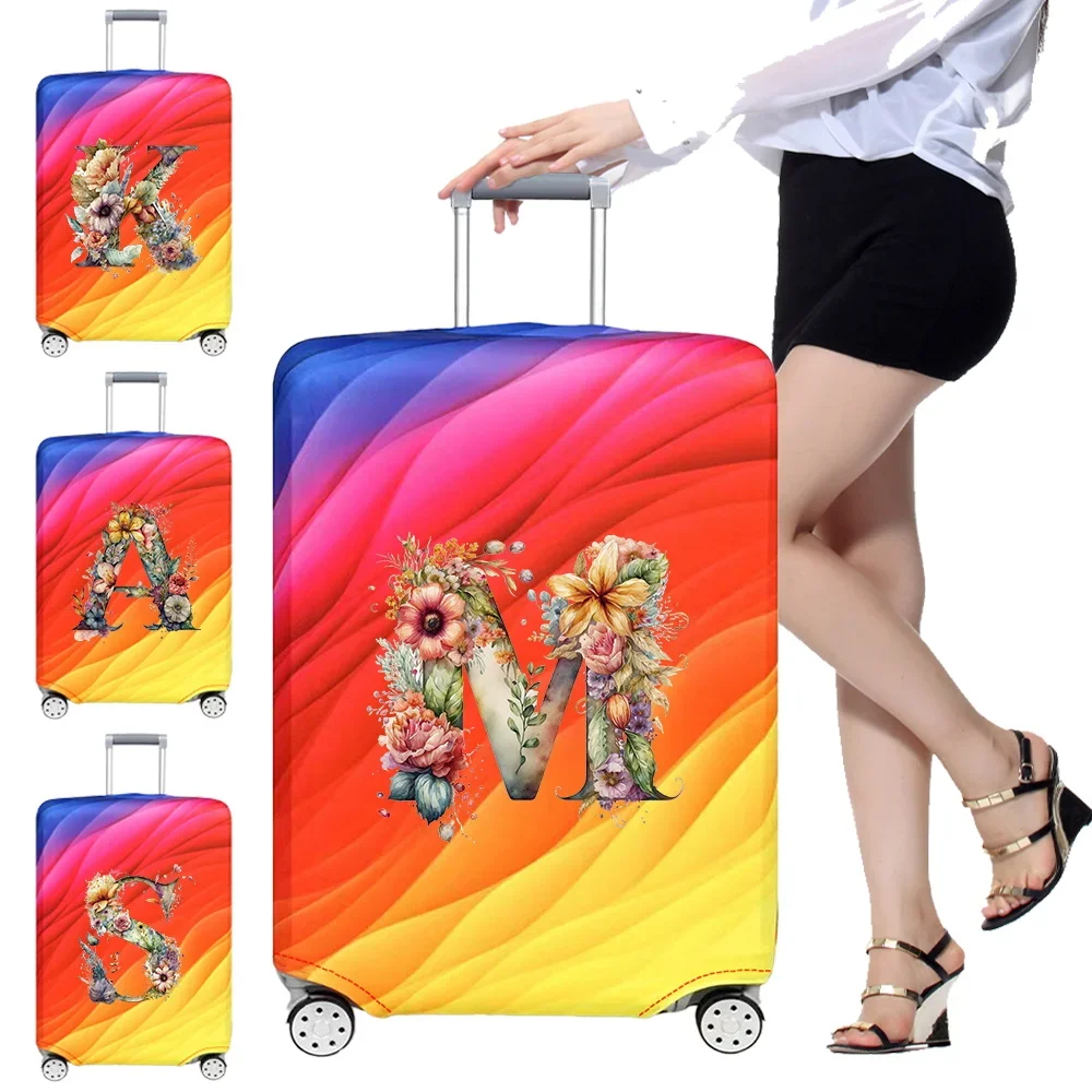 荷物カバー ストレッチ生地 スーツケース プロテクター 手荷物ケース for18-32 インチ スーツケース ケース フローラルレターシリーズ トラベルオーガナイザー