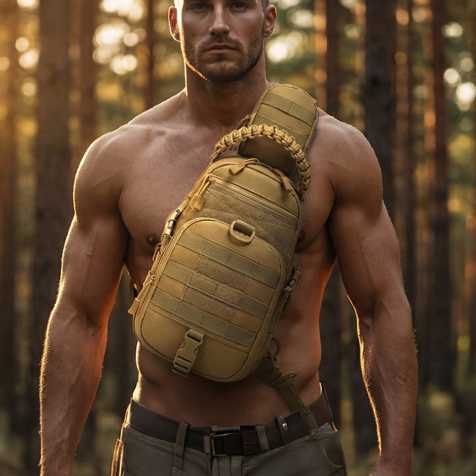 タクティカルメッセンジャーバッグ男性用ナイロンミリタリースリングバックパックMOLLEシステムチェストパックトラベルクロスボディバッグ