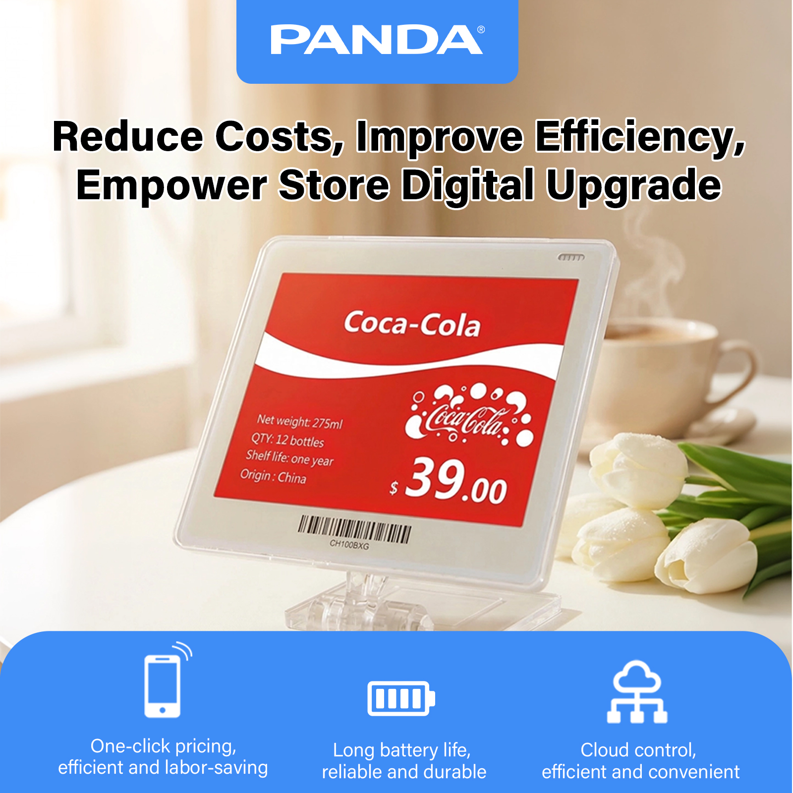 PANDA 1pcs 4.2-inch base station control E-ink Epaper Digital Price for warehouse shelf product labels, low power price tags