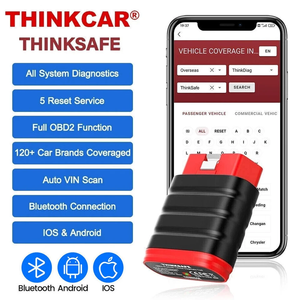 THINKCAR ThinkSafe OBD2 スキャナー Bluetooth 全システム診断ツール コードリーダー 双方向オイル SAS ABS TPMS EPB リセット