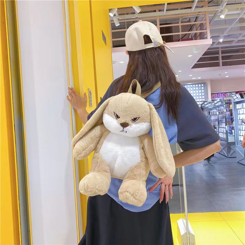 35 センチメートルアンガーバニーぬいぐるみバックパックかわいい長い耳ウサギのバックパックかわいいぬいぐるみバッグ漫画少年少女バッグぬいぐるみギフト