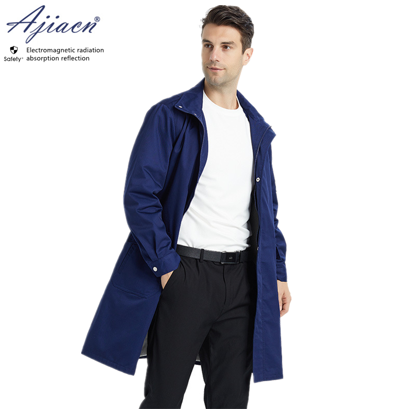 Unisex electromagnetic radiation protective overcoat power plants electrical equipment rooms EMF shielding work clothing﻿