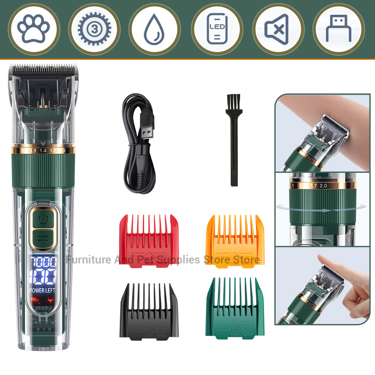 猫犬バリカン電気プロフェッショナルバリカンペット用サイレントヘアカッター USB 充電式ペットグルーミングバリカンセット