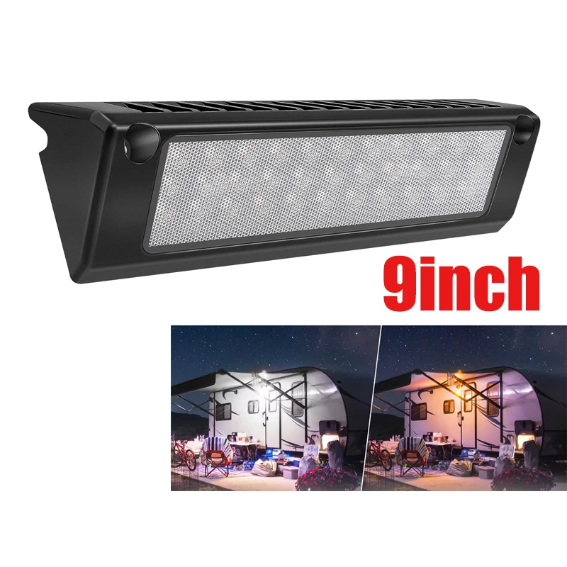 9 インチ 54 ワット LED RV ポーチライト防水 2100LM 外装黄色白照明ユーティリティオーニングライトトラックトレーラーキャンピングカー用