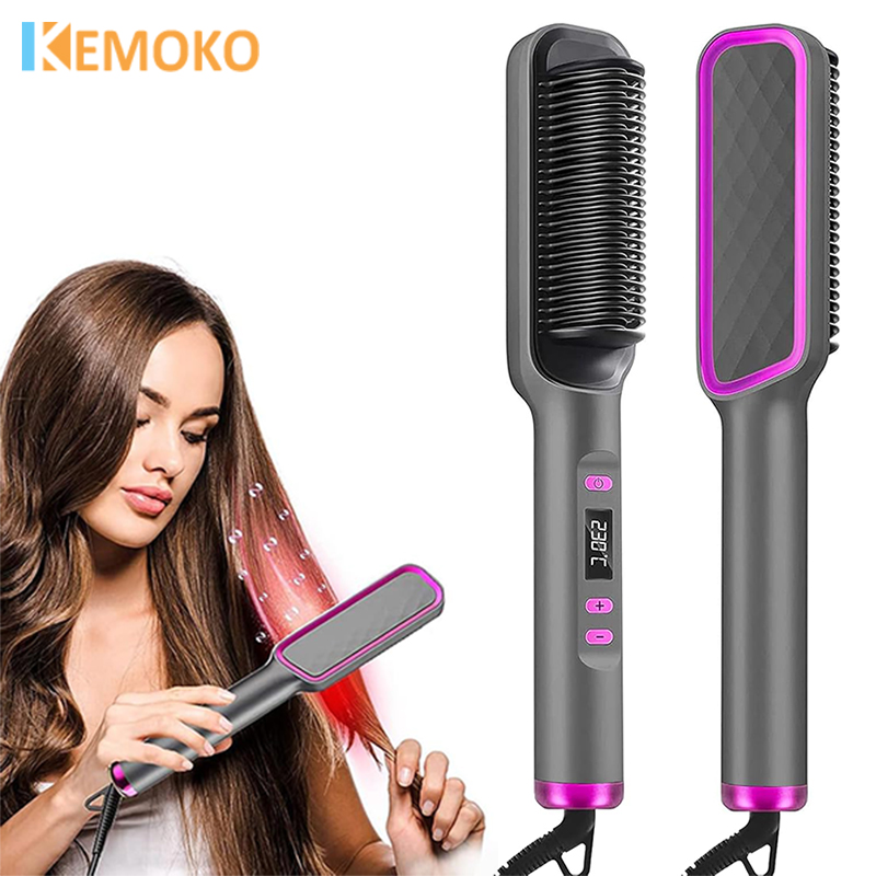 電気ホットコームストレートヘアアイロンコーム矯正ブラシマイナスイオン多機能抗火傷スタイリングツール