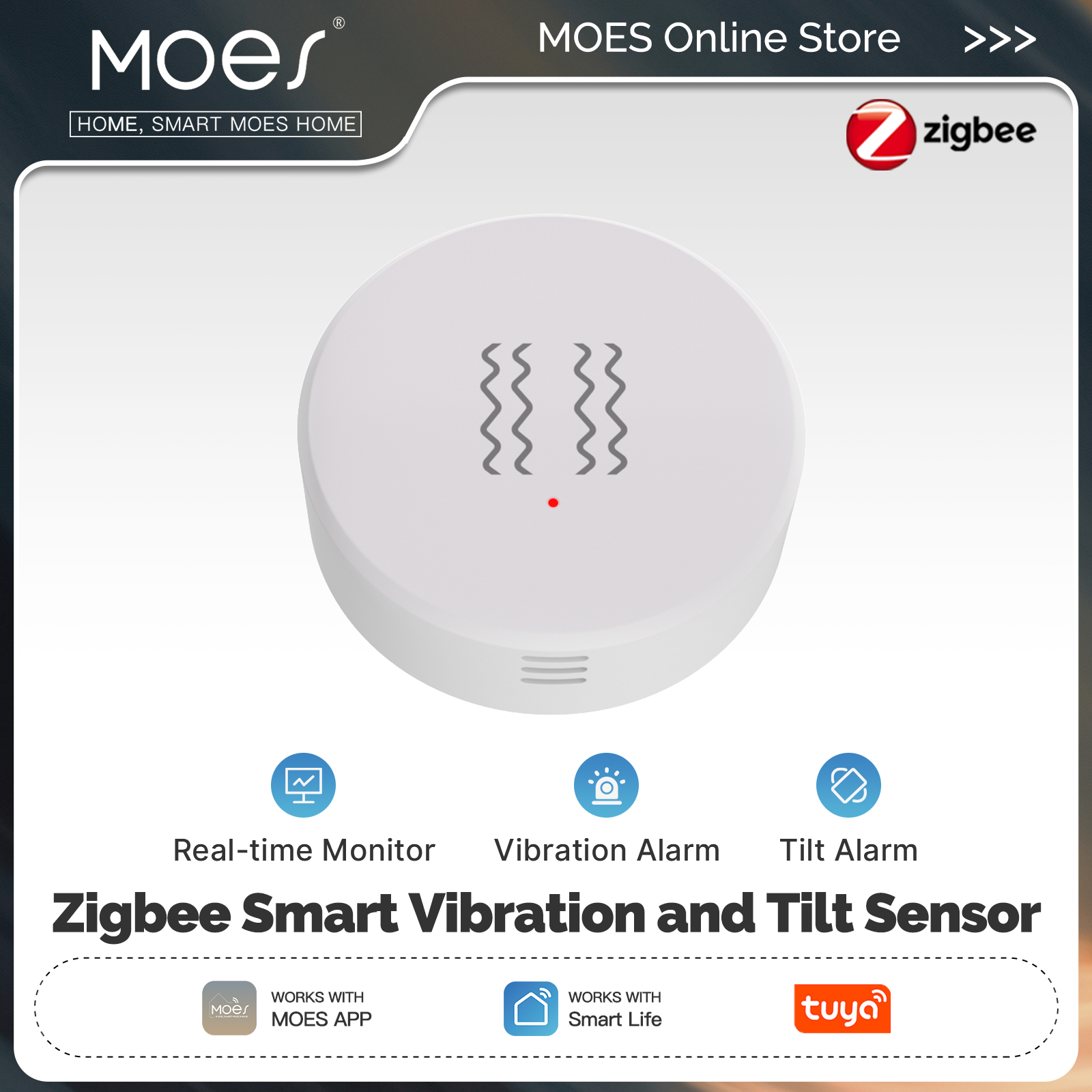 MOES Zigbee Tuya スマート振動傾斜センサー リアルタイム監視 XYZ 軸検出モーションショックアラーム ドアウィンドウセキュリティ用